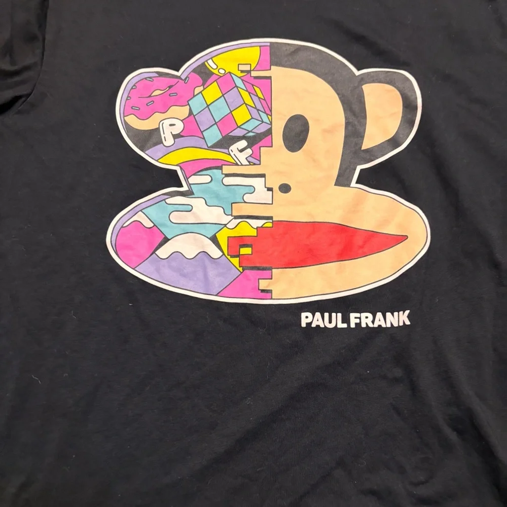 Paul Frank Graphic Black Abstract Colorful Streetwear T Shirt Mens Medium - Picture 2 of 5
